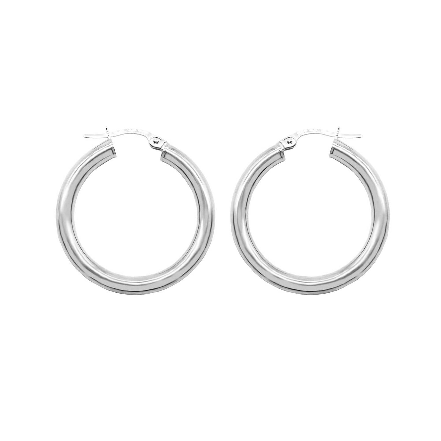 STERLING SILVER MEDIUM CHUNKY HOOP EARRINGS