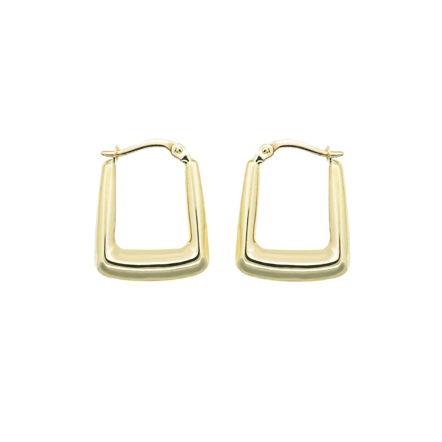 9K GOLD RECTANGLE HOOP EARRINGS