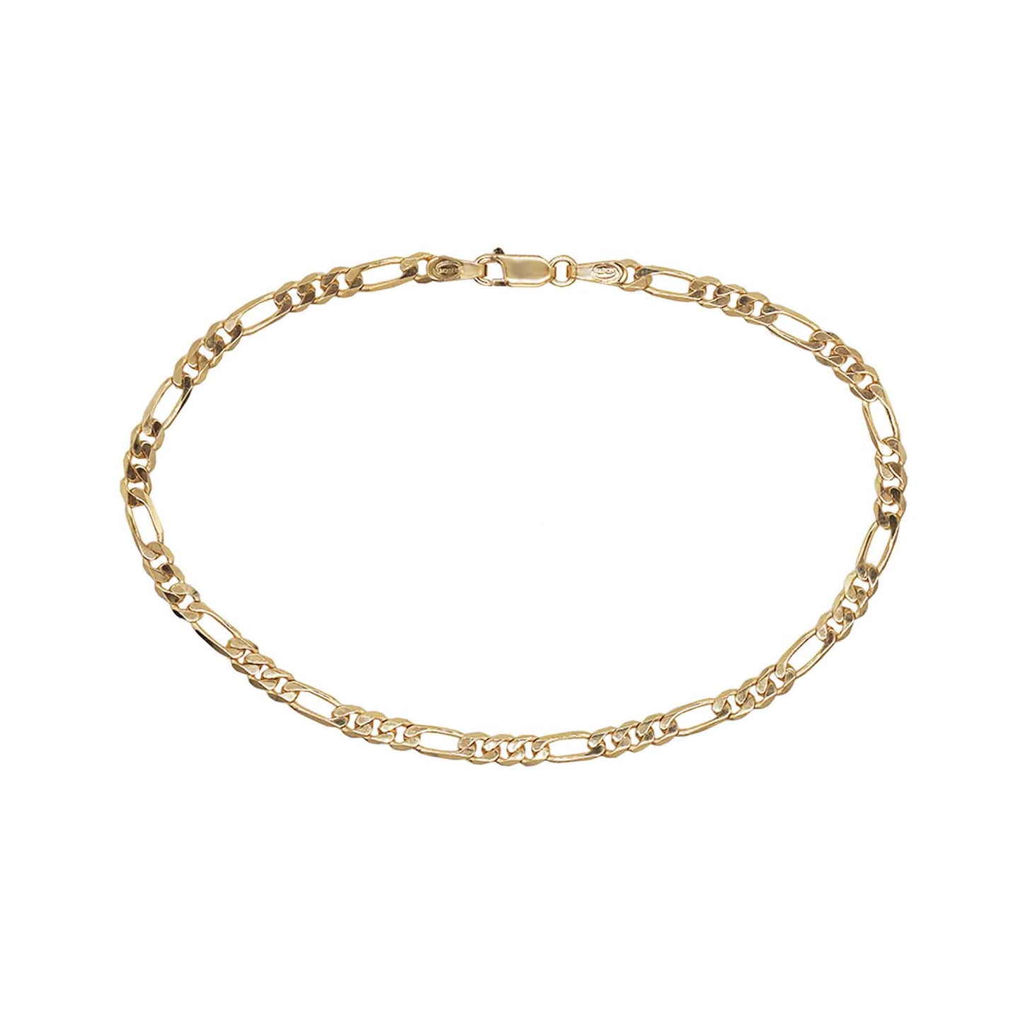 9K GOLD FIGARO CHAIN BRACELET