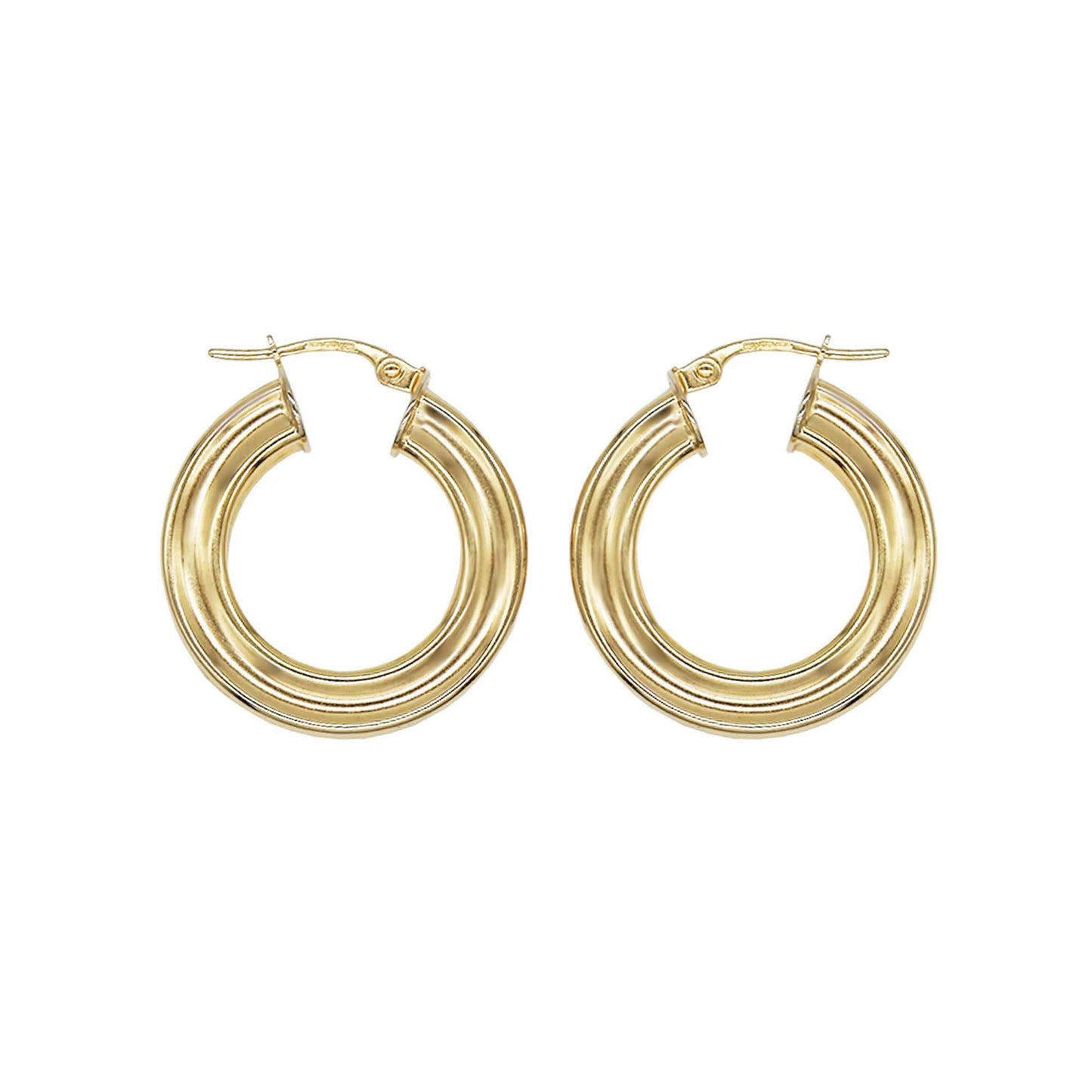 VINTAGE 9K GOLD CHUNKY RIDGE HOOP EARRINGS