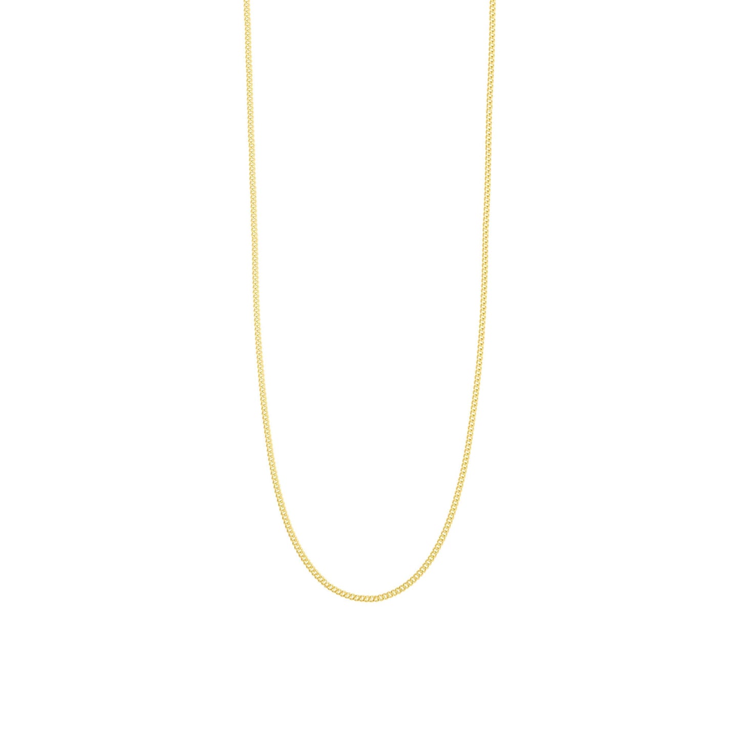 9K GOLD 1 MM DIAMOND CUT CURB CHAIN NECKLACE.