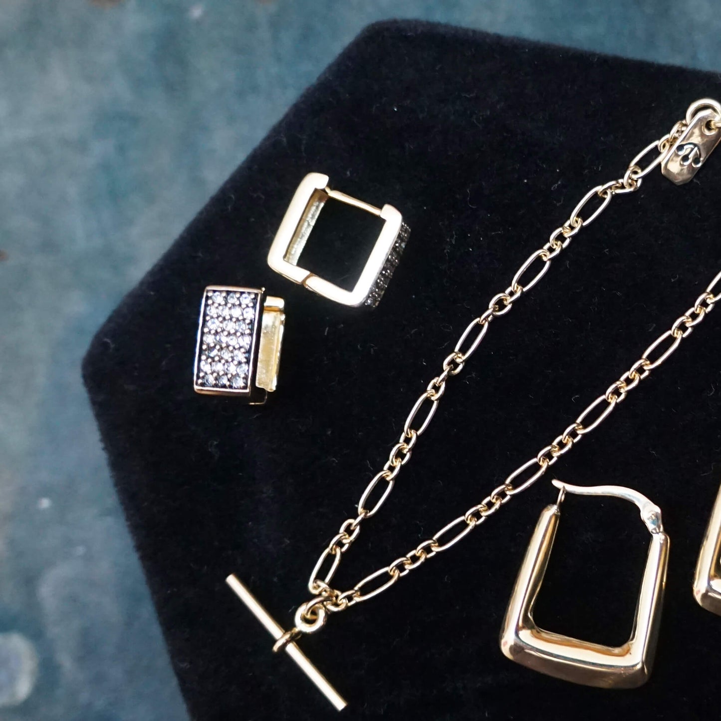 PAWNSHOP SIGNATURE PAVE SQUARE HOOP EARRINGS