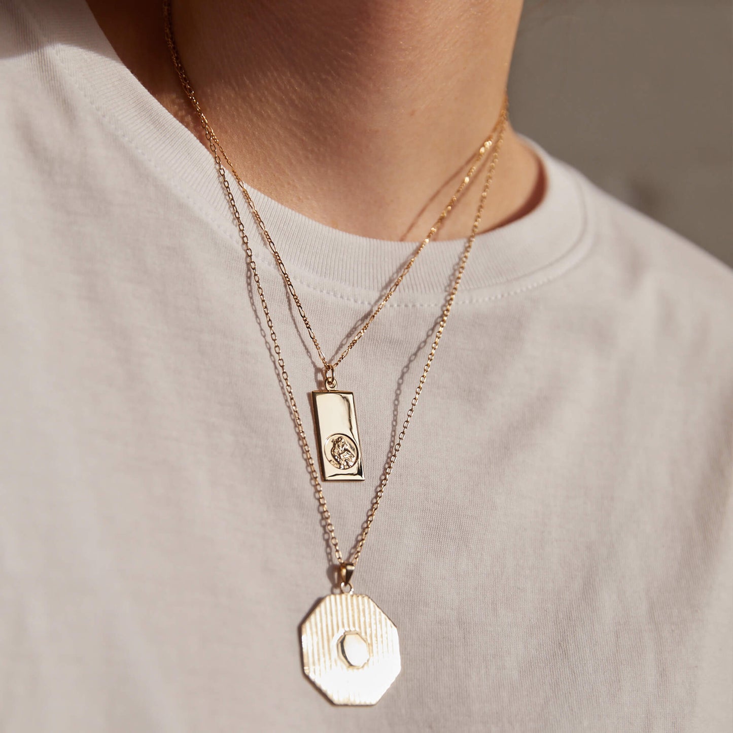9K GOLD ST CHRISTOPHER INGOT NECKLACE