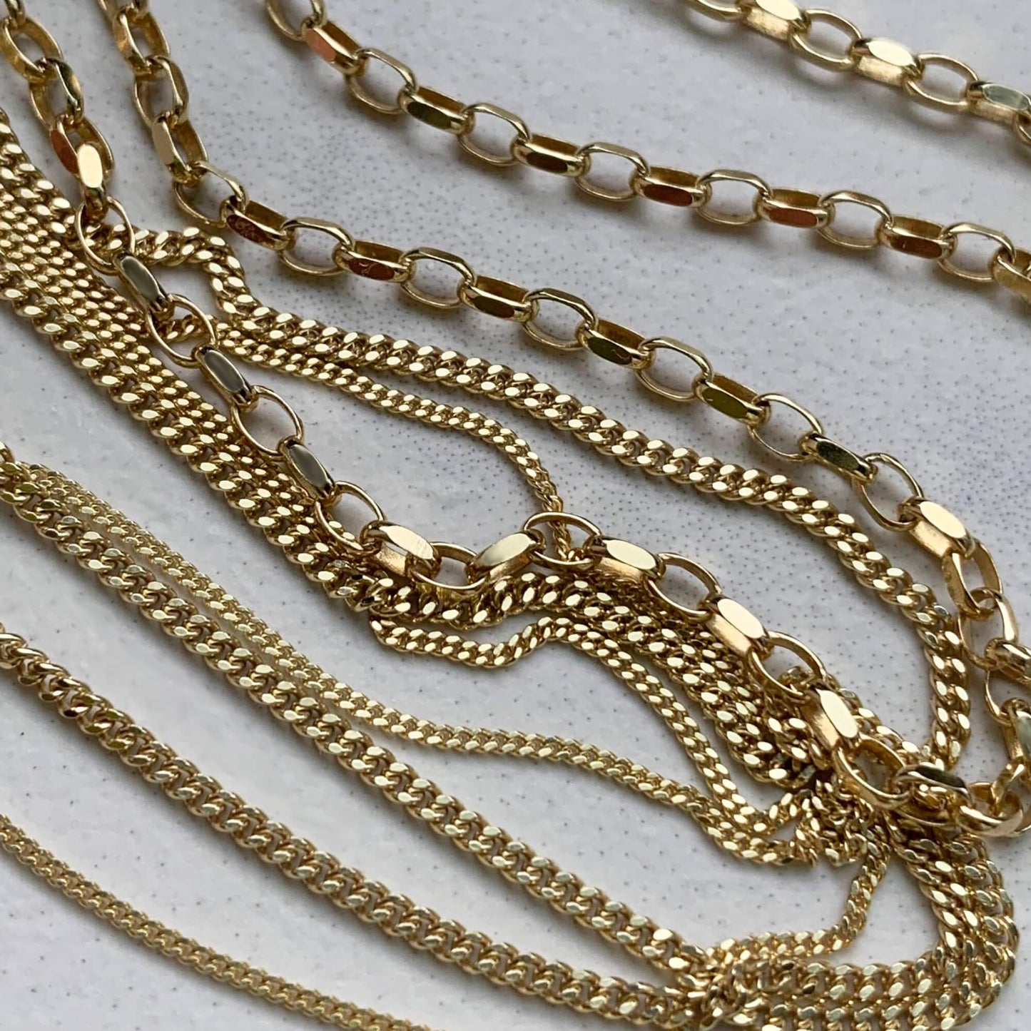 9K GOLD 20 INCH DIAMOND CUT BELCHER CHAIN NECKLACE
