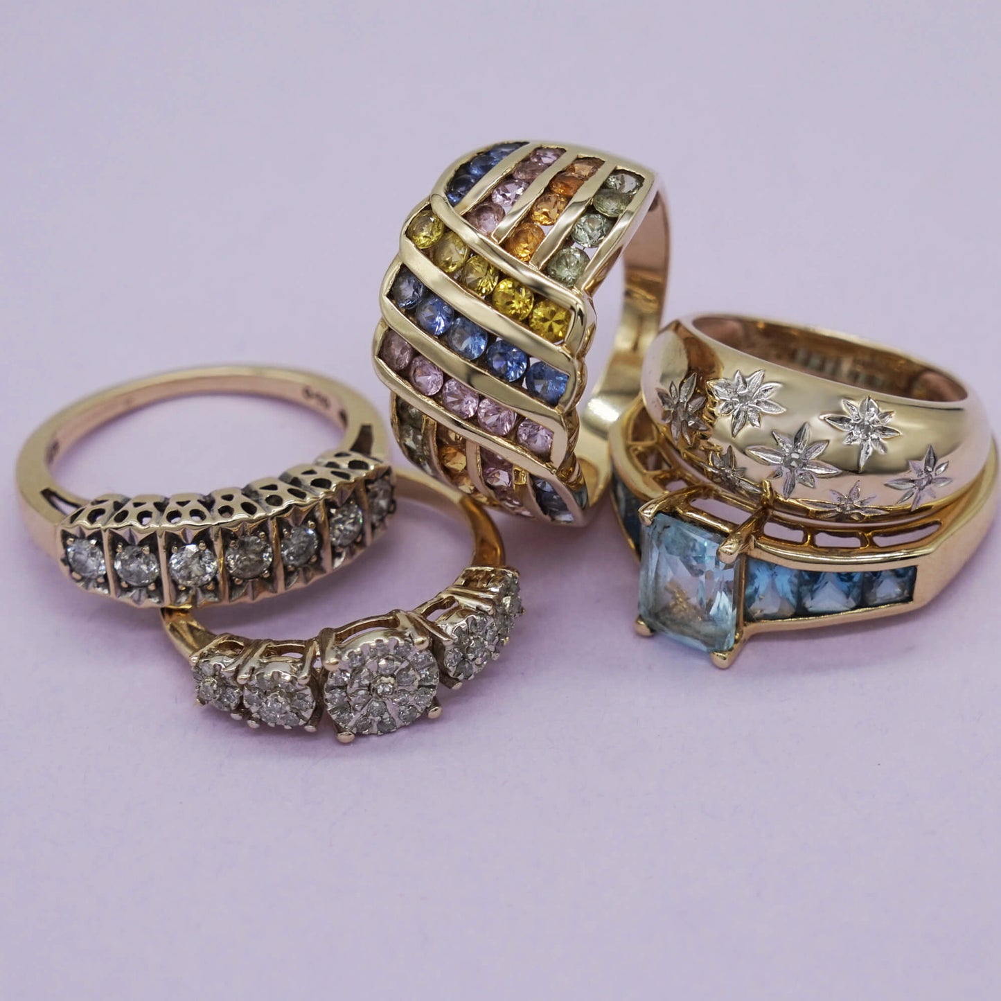 VINTAGE 9K GOLD DIAMOND SET BAND RING