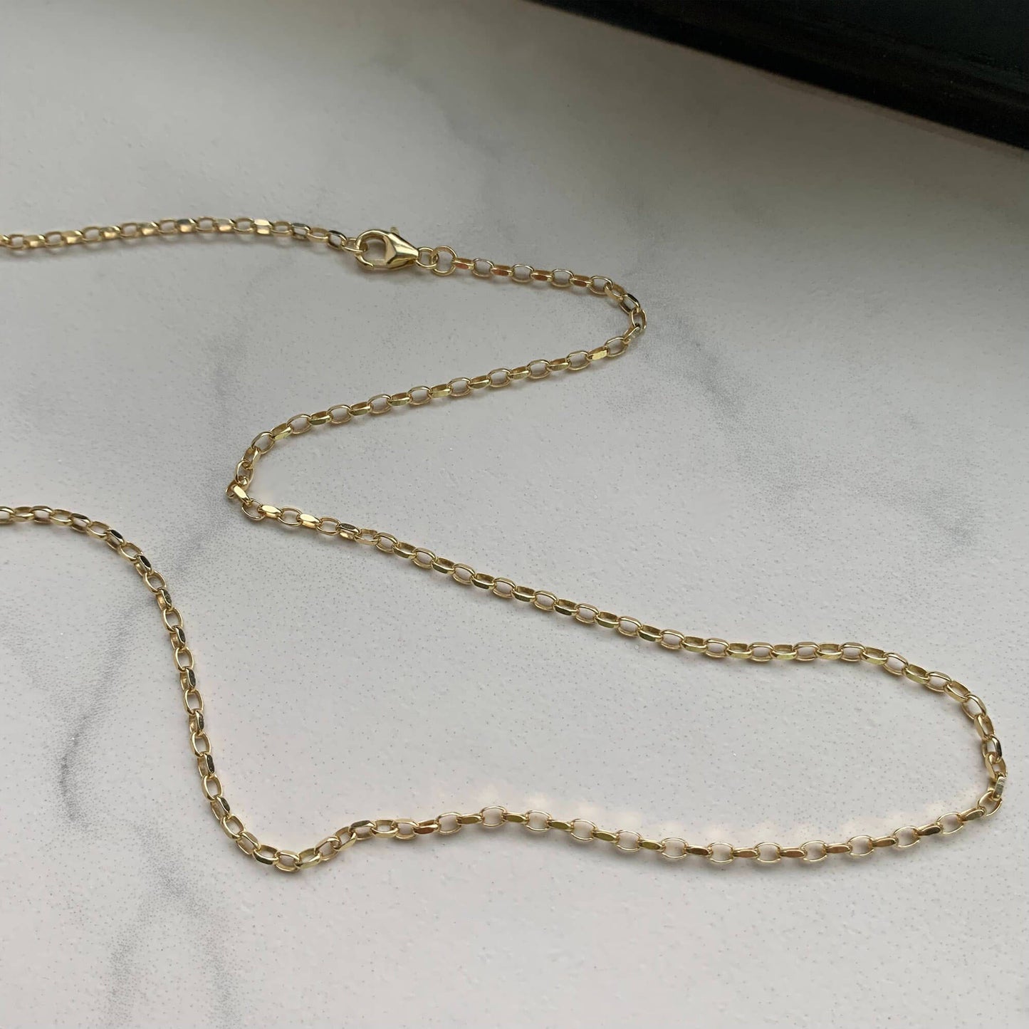 9K GOLD 20 INCH DIAMOND CUT BELCHER CHAIN NECKLACE