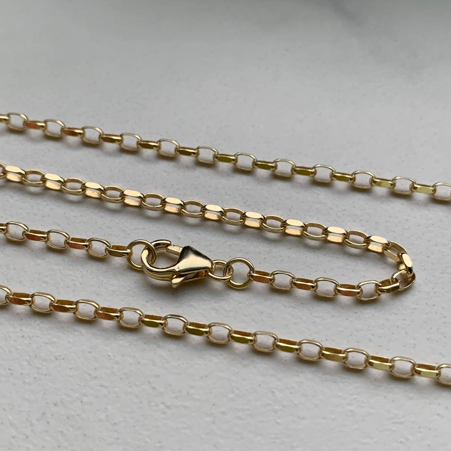 9K GOLD 20 INCH DIAMOND CUT BELCHER CHAIN NECKLACE
