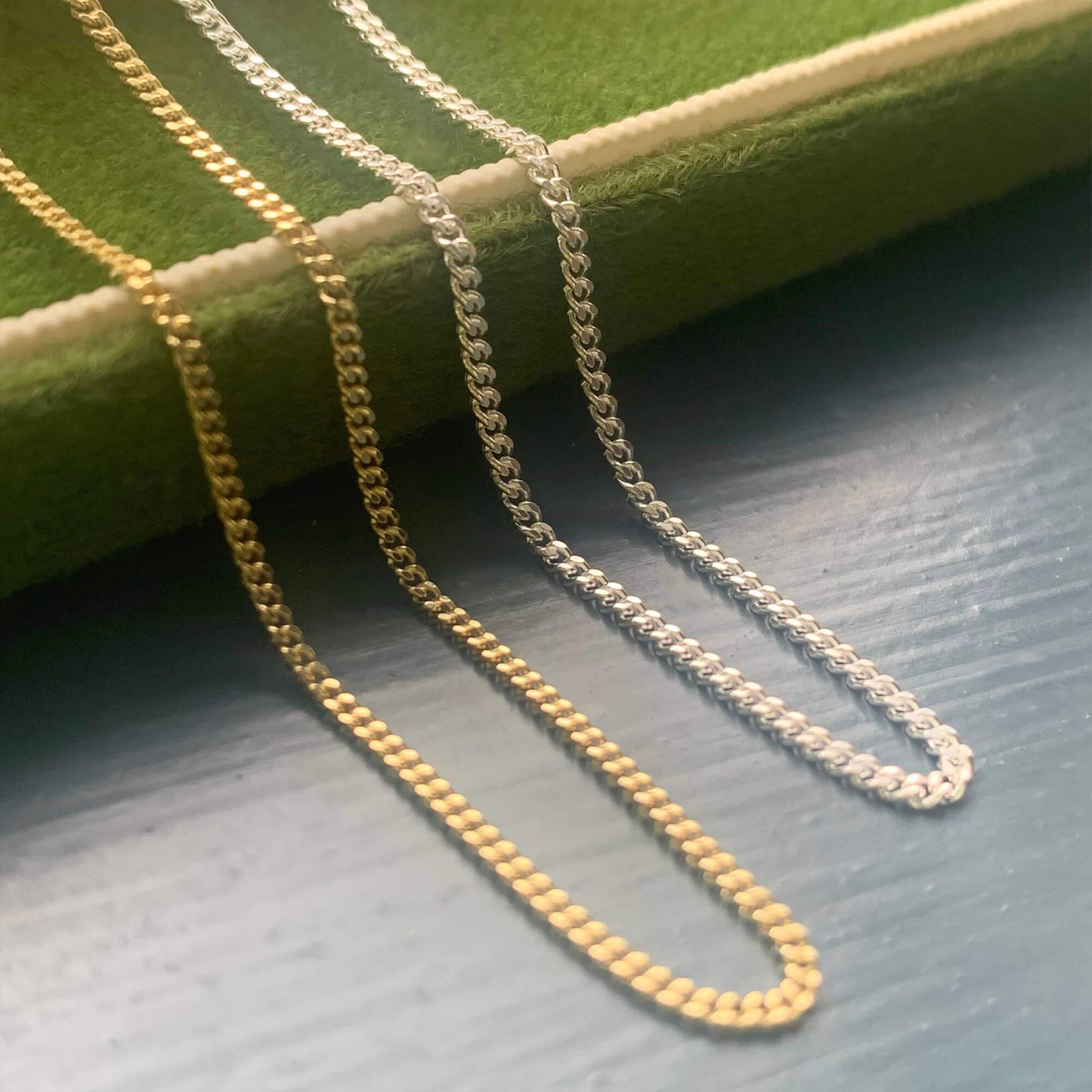 STERLING SILVER 18 INCH DIAMOND CUT CURB CHAIN