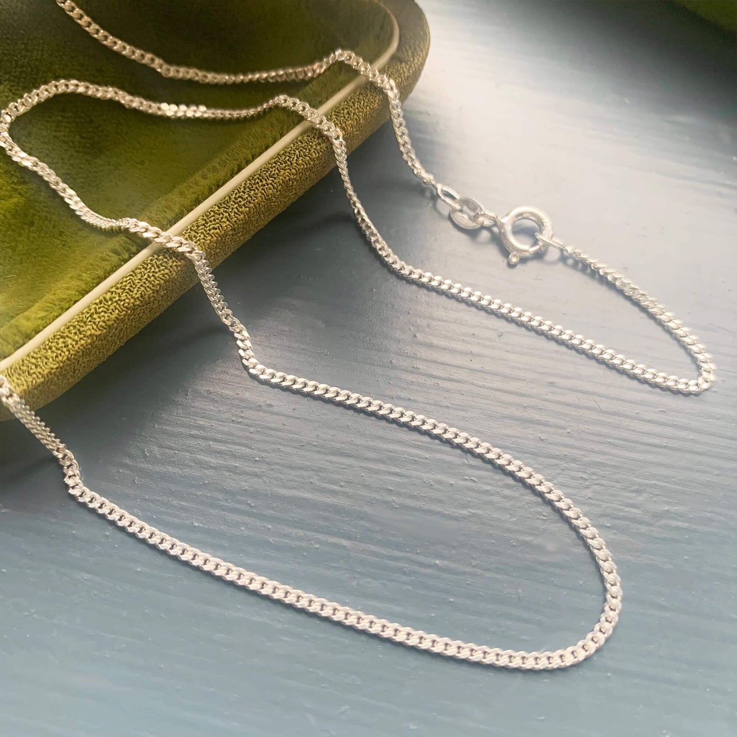 STERLING SILVER 18 INCH DIAMOND CUT CURB CHAIN