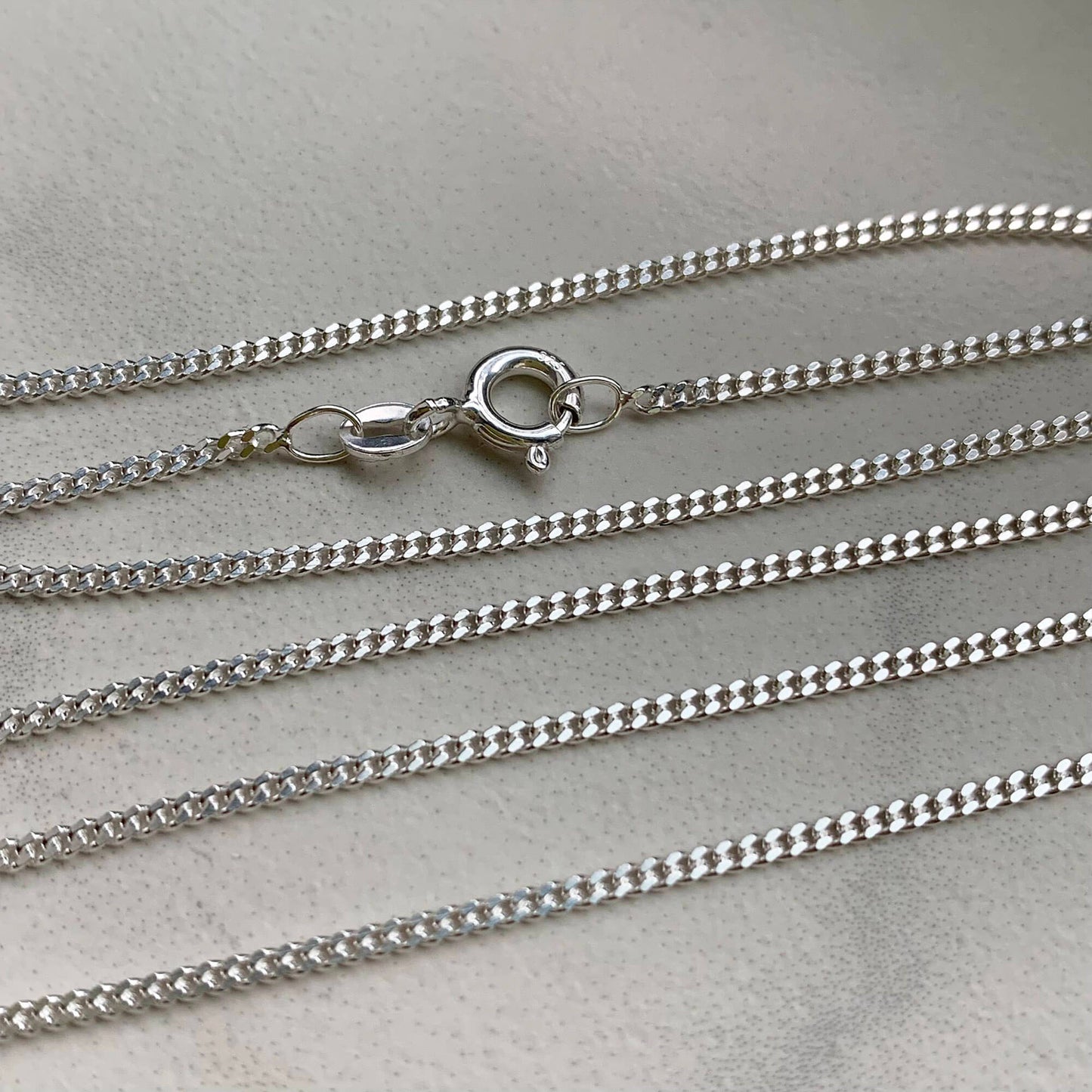 STERLING SILVER 18 INCH DIAMOND CUT CURB CHAIN
