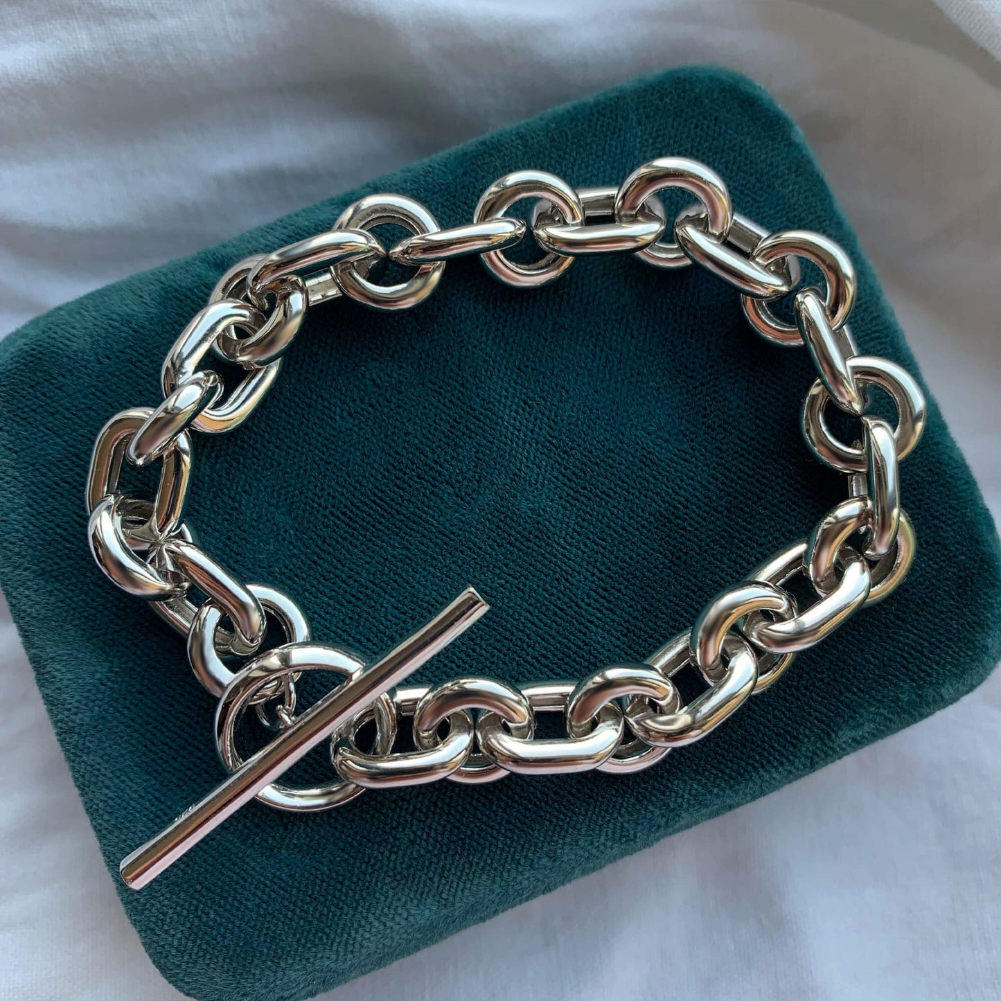 STERLING SILVER CHUNKY T BAR BRACELET