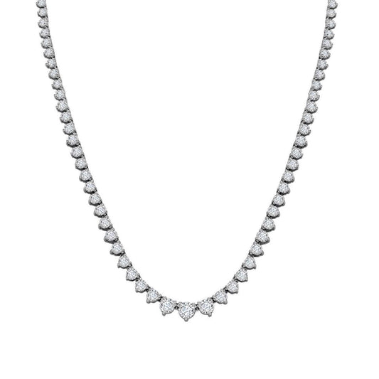5.00ct claw set graduated diamond tennis necklace on white gold.