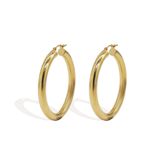 9K Gold Rounded Hoops (38mm)
