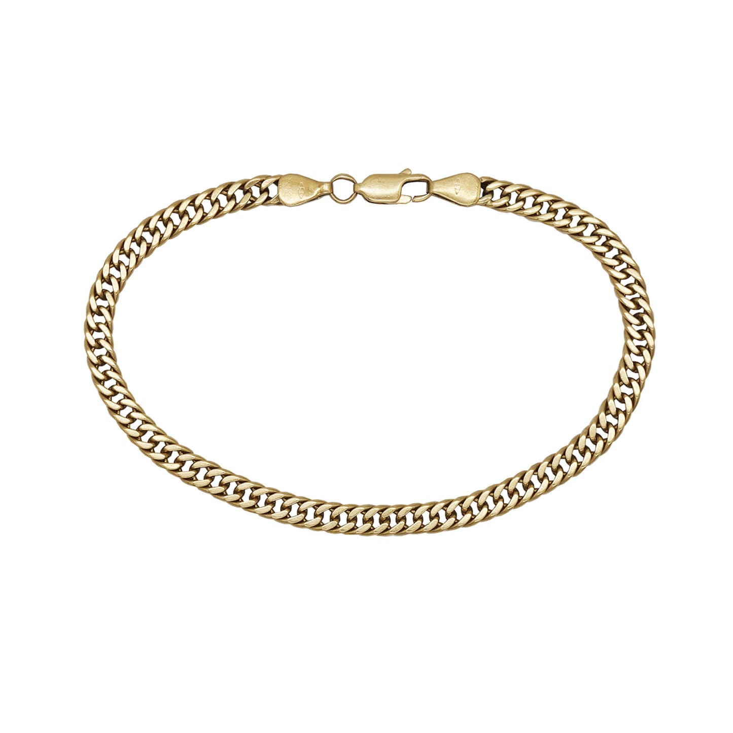 9K YELLOW  GOLD DOUBLE CURB CHAIN BRACELET