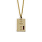 9k gold ingot with 1978 London panther hallmarks set with garnet rectangle stone, on gold curb chain.