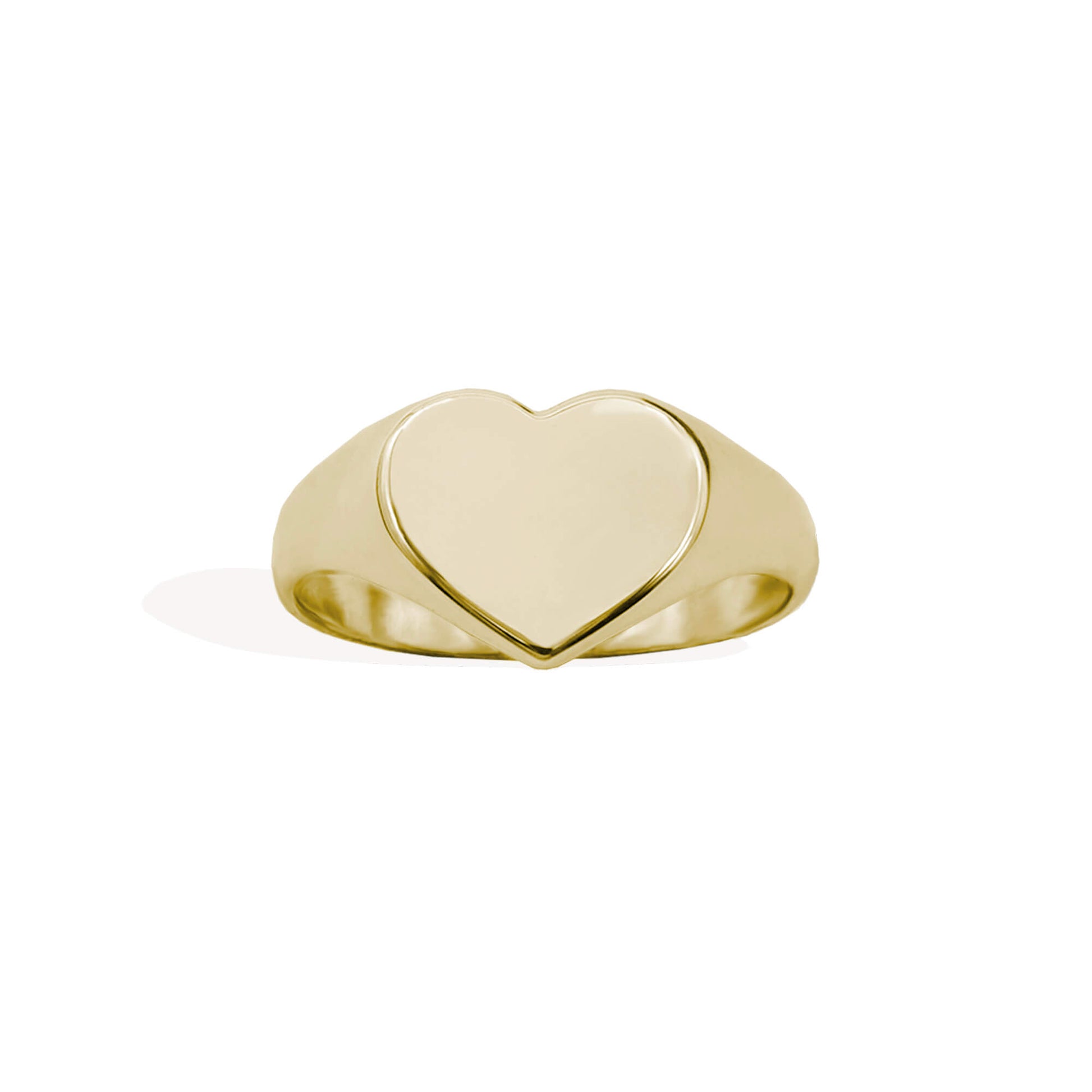 gold smooth heart signet ring