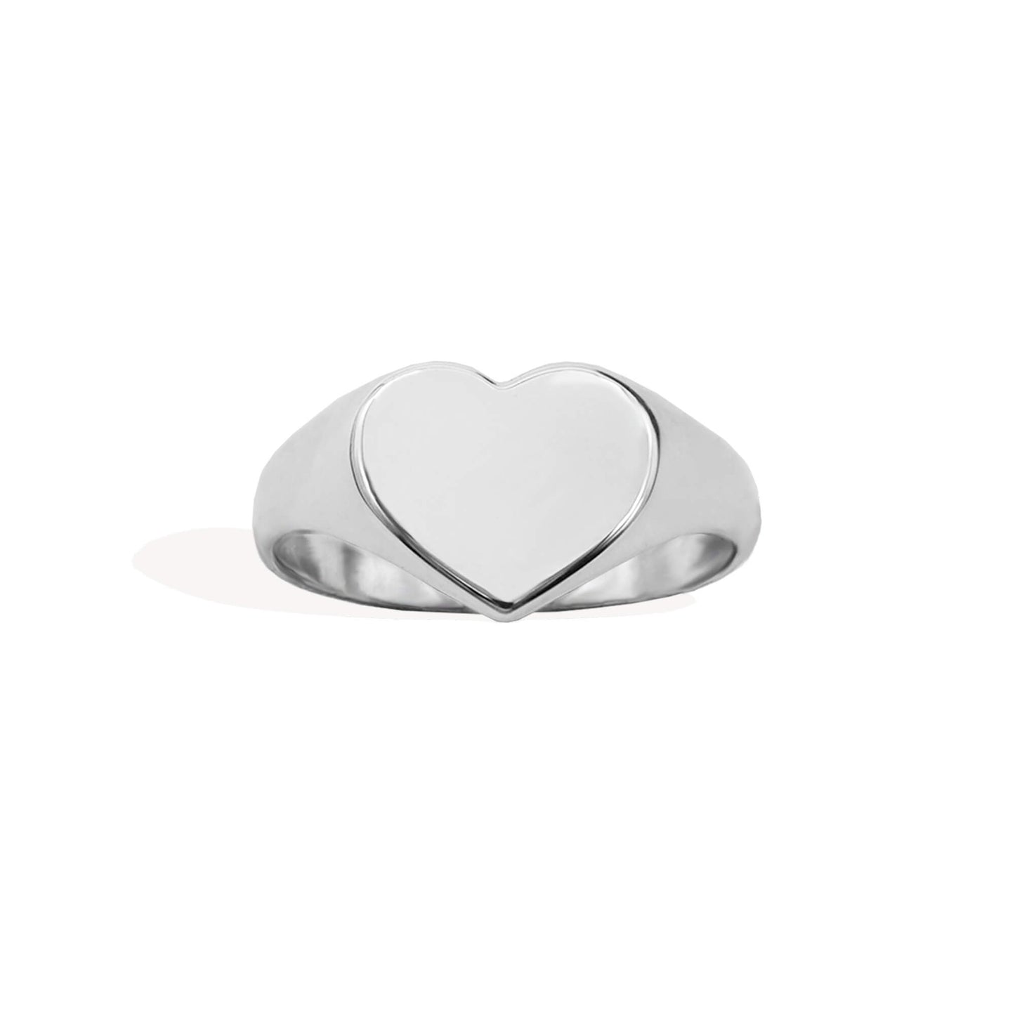 silver smooth heart signet ring