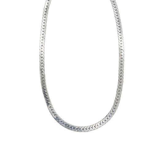 sterling silver fat herringbone chain necklace