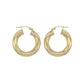 VINTAGE 9K GOLD CHUNKY RIDGE HOOP EARRINGS