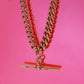 VINTAGE 9K ROSE GOLD T BAR ALBERT CHAIN NECKLACE