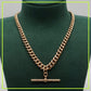VINTAGE 9K ROSE GOLD T BAR ALBERT CHAIN NECKLACE