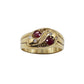 VINTAGE 9K GOLD DIAMOND & RUBY SNAKE RING