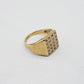 VINTAGE 9K GOLD DIAMOND CHECKERBOARD SIGNET RING