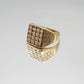 VINTAGE 9K GOLD DIAMOND CHECKERBOARD SIGNET RING