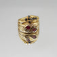 VINTAGE 9K GOLD DIAMOND & RUBY SNAKE RING