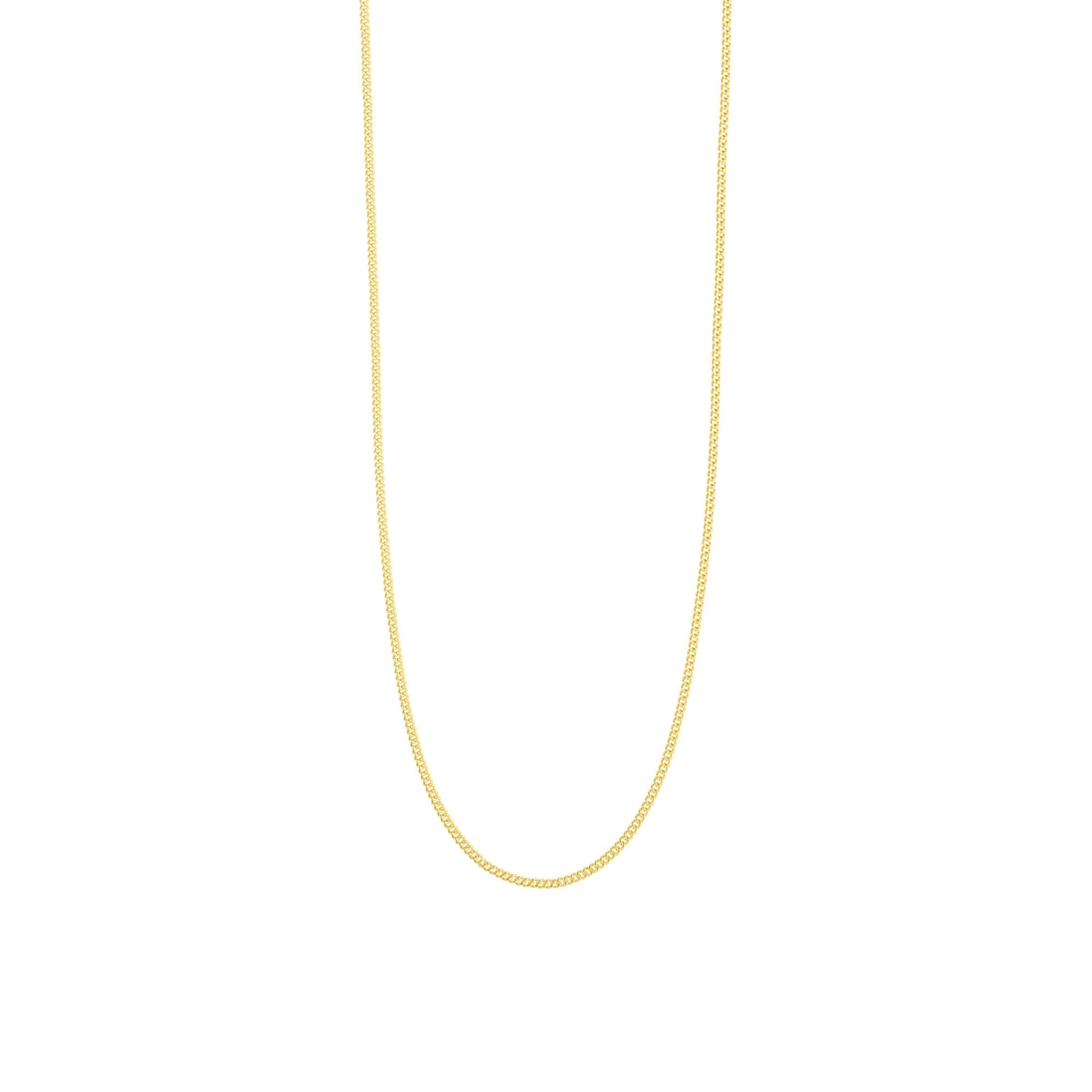 9K GOLD 1 MM DIAMOND CUT CURB CHAIN NECKLACE.