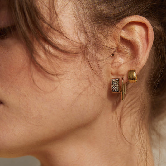 PAWNSHOP SIGNATURE PAVE SQUARE HOOP EARRINGS