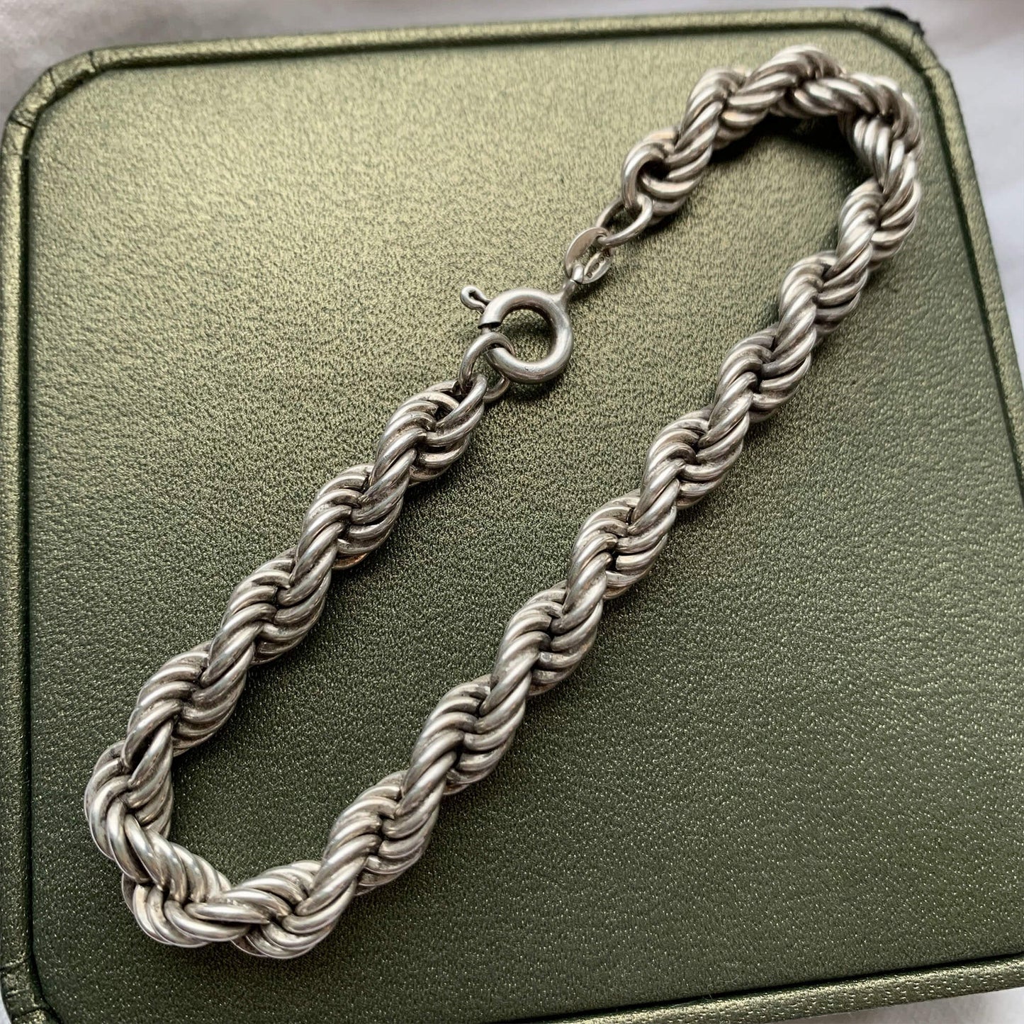 VINTAGE STERLING SILVER CHUNKY ROPE CHAIN BRACELET