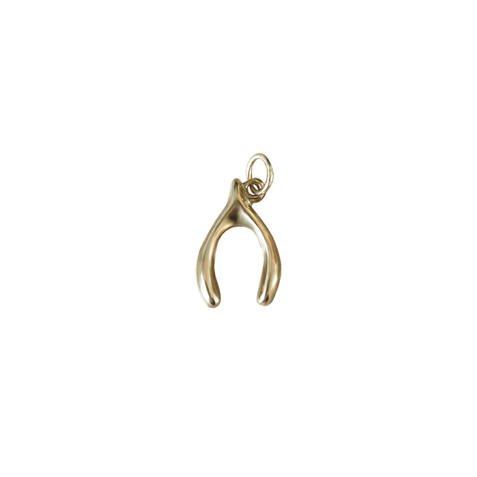 vintage 9k gold wishbone charm with jump ring.