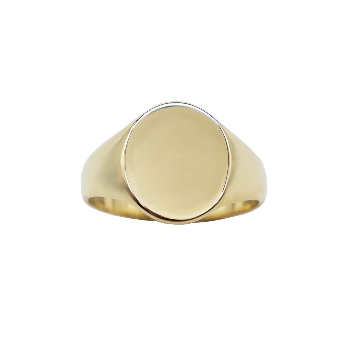 9k gold oval smooth signet ring.