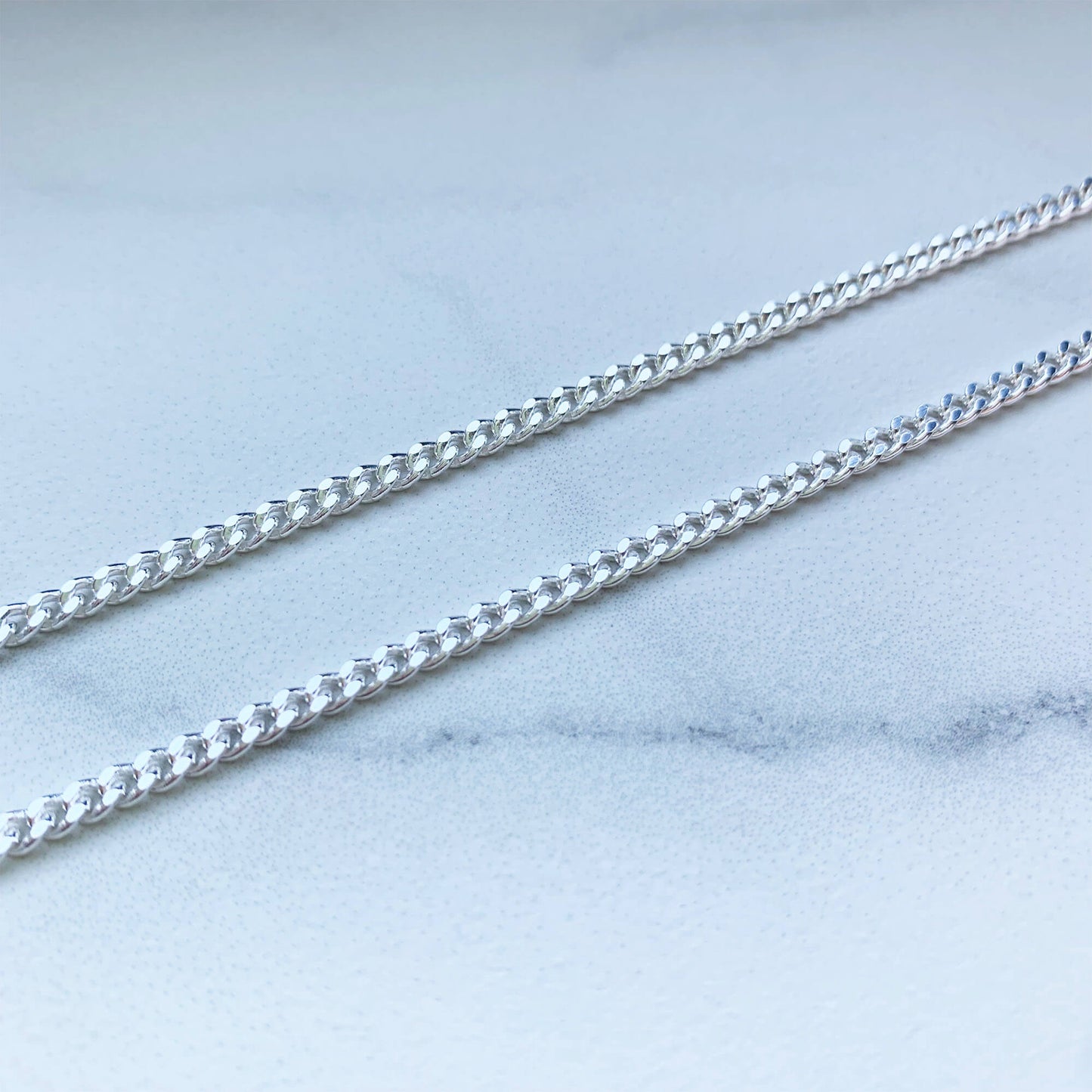 STERLING SILVER DIAMOND CUT CURB CHAIN NECKLACE