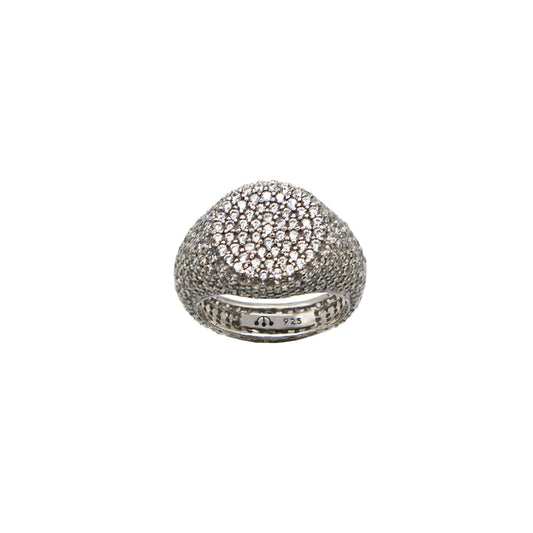 Pawnshop Sterling Silver Pave Pinky Ring set with clear CZ stones, white background
