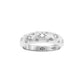 Silver domed band ring with clear CZ stones set in starburst setting- with pawnshop 3 ball logo & sterling silver 925 mark on inner band.