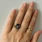 VINTAGE 9K GOLD DIAMOND & SAPPHIRE CLUSTER RING