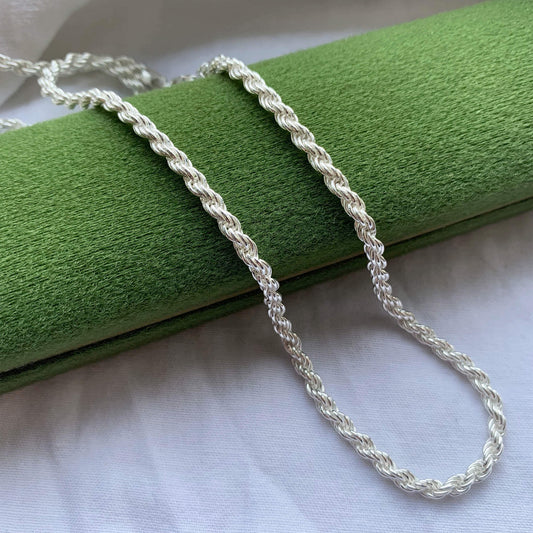 STERLING SILVER ROPE CHAIN NECKLACE
