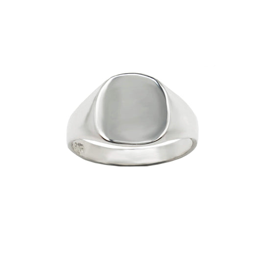 SOFT CUSHION STERLING SILVER SMOOTH SIGNET RING.