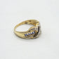 VINTAGE 9K GOLD DIAMOND & TANZANITE KISS RING