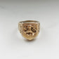 VINTAGE 9K GOLD ST. GEORGE & ROSE SIGNET PINKY RING