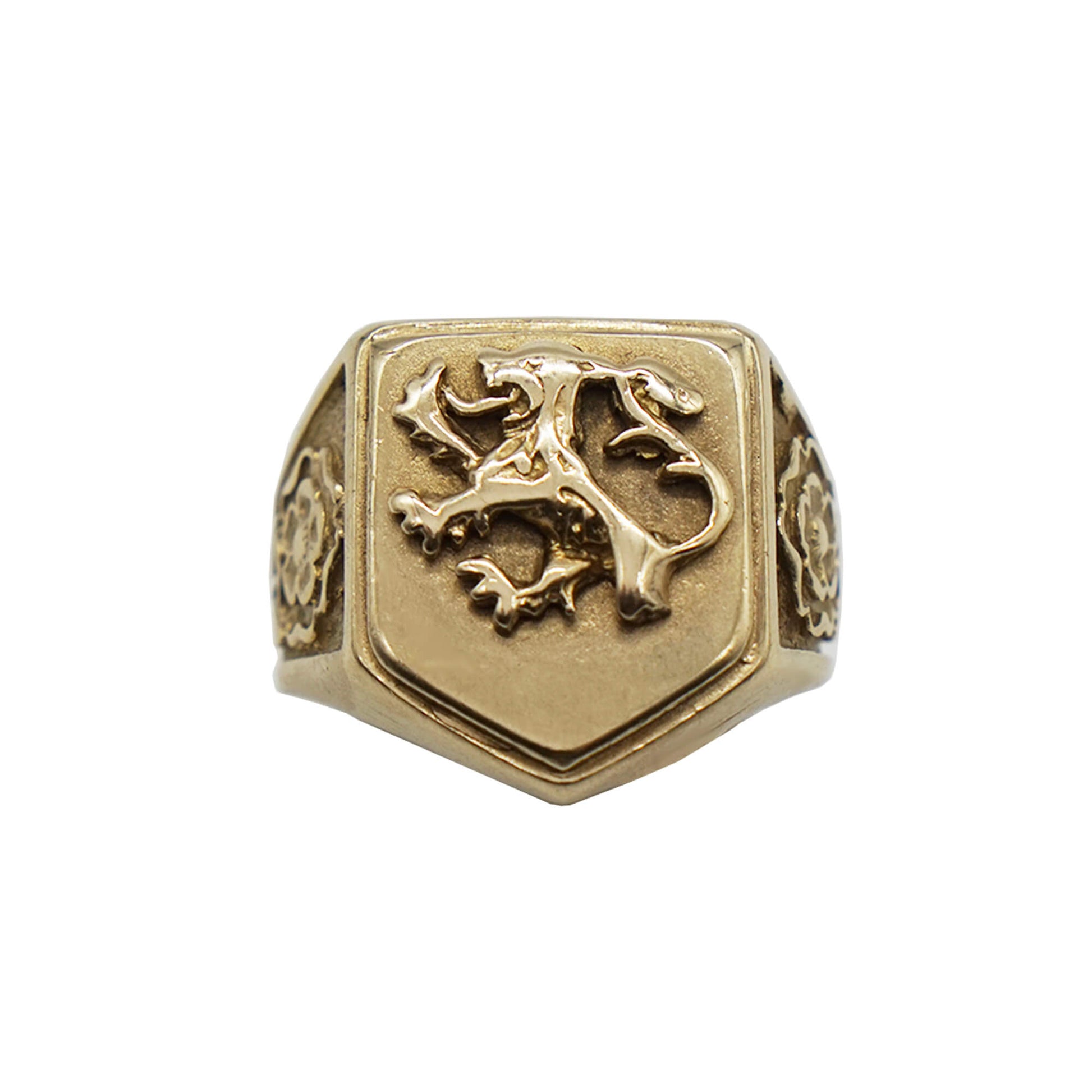 vintage 9k gold st George & rose shield signet ring.