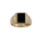 Vintage black onyx square  with ridge pattern, hallmarks on inner band.