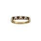 Vintage 9K gold half eternity band with alternative sapphire and diamond stone setting, hallmarks on inner band.