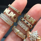 VINTAGE 9K GOLD DIAMOND DOUBLE ROW HALF ETERNITY RING