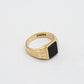 VINTAGE 9K GOLD ONYX RIDGE SIGNET RING