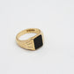 VINTAGE 9K GOLD ONYX RIDGE SIGNET RING