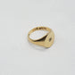 Side profile vintage 9k gold oval face signet ring- diamond in starburst setting in the centre of the face. Hallmarks can be seen on inner band