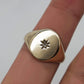 VINTAGE 9K GOLD DIAMOND STARBURST SIGNET RING